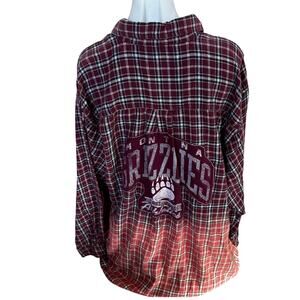 University of Montana Grizzlies Plaid Flannel Shirt XXL Oversize Football Griz